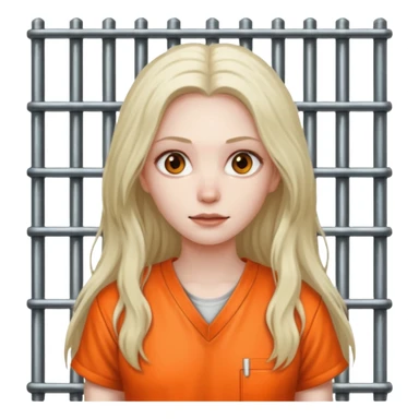 prisoner dark long haired woman in orange clothing in front of bars sticker