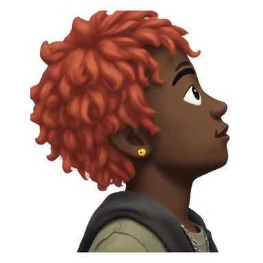 Lil uzi vert with red hair looking up to the sky sticker