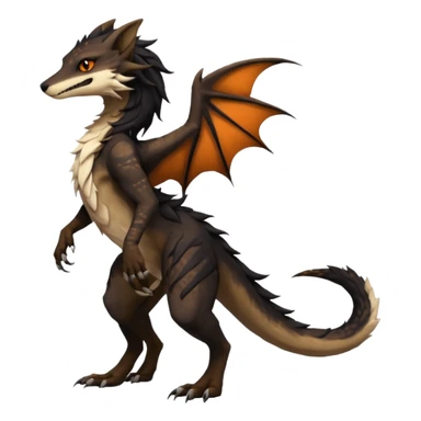Brown and beige badass elegant wild beautiful natural cute badass epic exotic anthro modern furry 2-legged sergal-vernid-Salandit-creature, full body, dark-brown-black-gradient pretty hair, with a long tufted tail, beautiful hazel-orange eyes, aesthetic, art by LiLaiRa, art by art by Falvie sticker