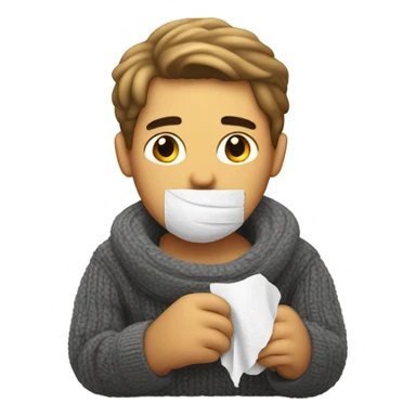 a man which have a cold sticker