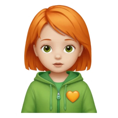 orange hair girl baby green outfit sticker