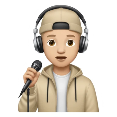 rapper singing with a microphone on a stand and wearing headphones sticker