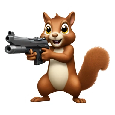 crazy squirrel with a nut-shooting gun sticker