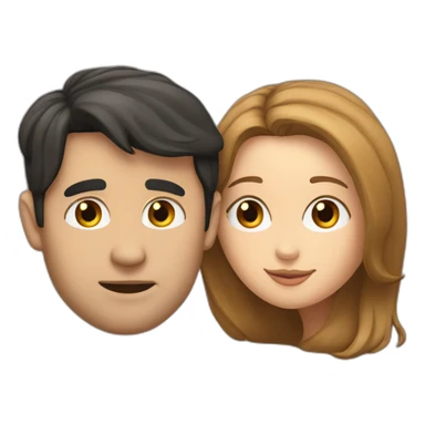 White Man with short dark hair kissing white woman with long brown hair sticker