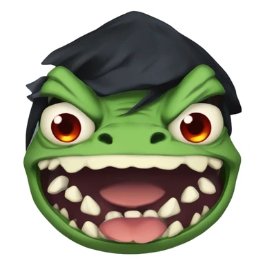 angry bullfrog with vampire fangs nd a toph sticker