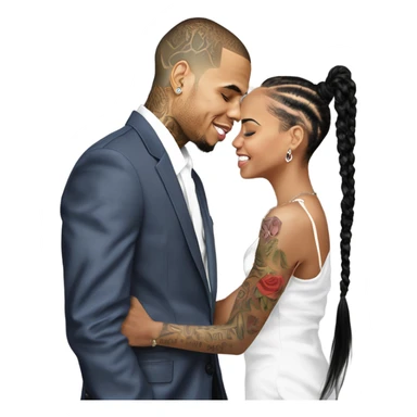 Hyper Realistic Chris Brown  Karruche Tran romantic photo  sticker