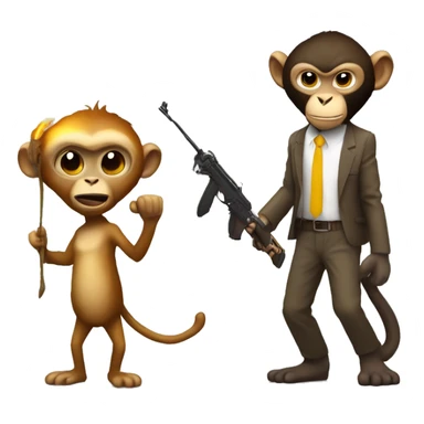 un macaco con una antorcha, otro macaco con un ak de arma y otro que tenga un traje de radiacion  sticker