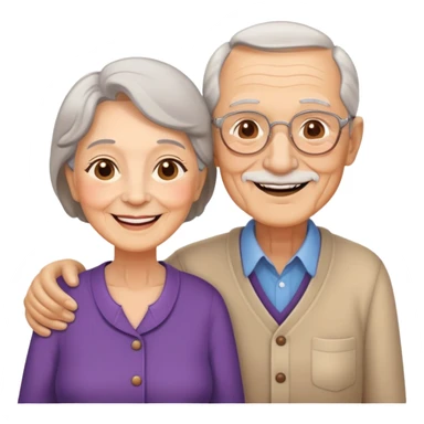 elderly couple smiling, grandparents sticker
