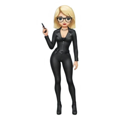  One Dominatrix blonde hair and glasses full body  sticker