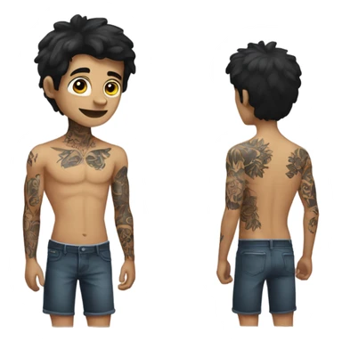 Black hair white male shirtless with tattoos sticker