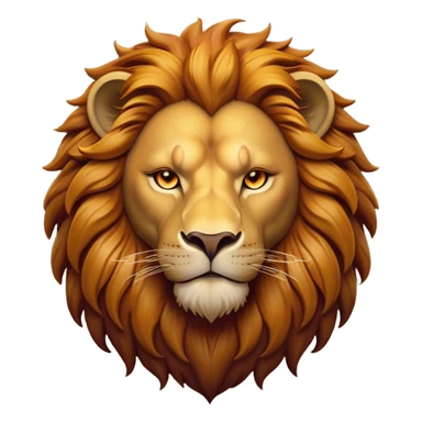 Cinematic Noble Lion Portrait Emoji, Poised and regal, with a powerful, muscular build and a majestic, tawny mane, deep-set soulful amber eyes, Simplified yet sharp and sophisticated features, highly detailed, glowing with a warm, dignified glow, high shine, intelligent and fierce, stylized with an air of wild majesty, focused and attentive, soft glowing outline, capturing the essence of a watchful and confident king, so majestic it feels as though it could roar out of the screen with effortless authority! sticker