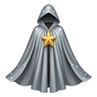 a fantasy  magic, silver color with star pattern cloak sticker