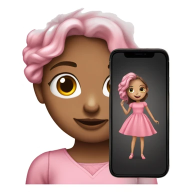 Menina de vestido rosa com iPhone na mão sticker