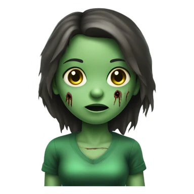 Brunette zombie girl in horror green  sticker