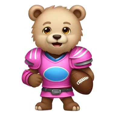 blue eyed bear in pink armor playing football sticker