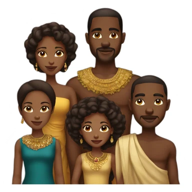 African royal family, with dark brown hair, brown sticker