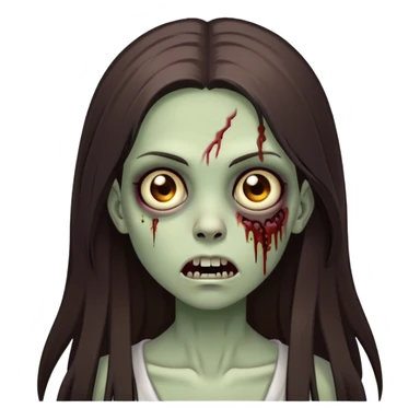 girl zombie with long dark brown straight hair sticker