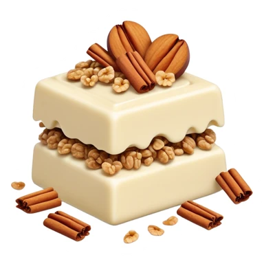 White chocolate with apple cinnamon and granola pieces in it sticker