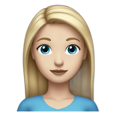 Girl with straight, dark blonde hair, blue eyes, white skin, makeup sticker