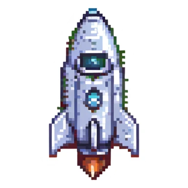 retro rocket ship pixel art sticker