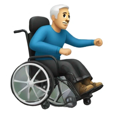 Man in wheelchair rolling down mountain sticker