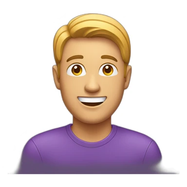 Smiling man, in purple shirt, and schlchpe sticker