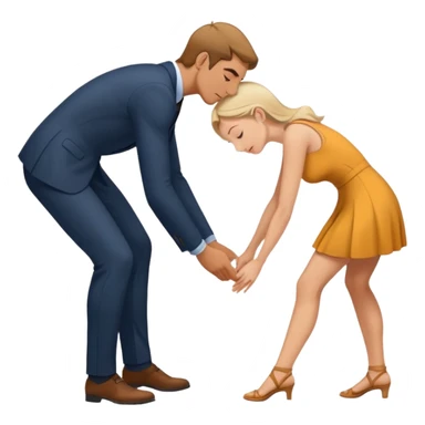 A woman bending down with a man over her sticker