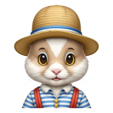 bunny wearing gondolier striped shirt and hat sticker