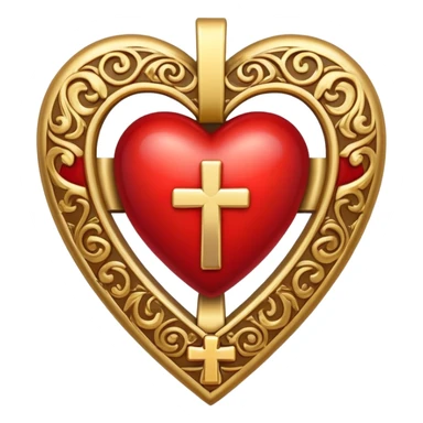 Red heart with gold cross sticker