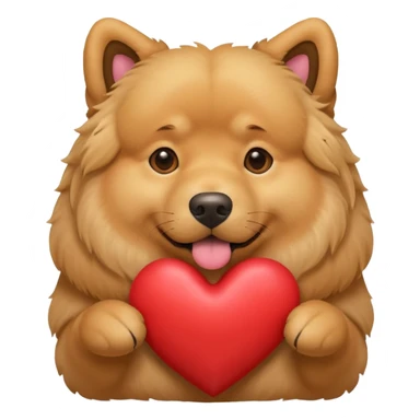 Golden Retriever/Chow Chow mix holding a large heart in its mouth (modeled after the dog image attached) sticker