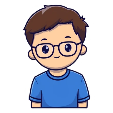 male with glasses, French cut hairstyle, brown hair sticker