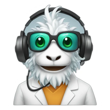 crazy scientist dragon with headphones sticker
