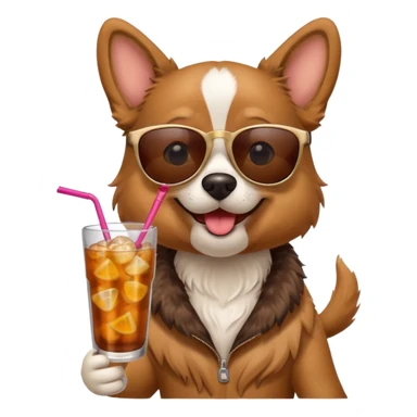 dog with sunglasses and drink sticker