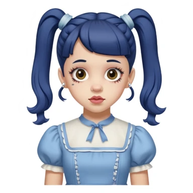 Melanie Martinez with split her ponytails with the k-12 dress sticker