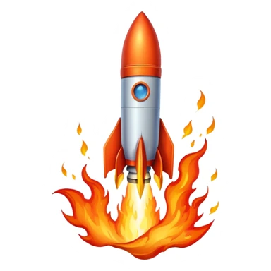 rocket with flames heading toward the moon sticker