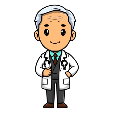 professional mature male doctor around 60 with stethoscope and white coat, cinnamon skin tone, medium-dark complexion sticker