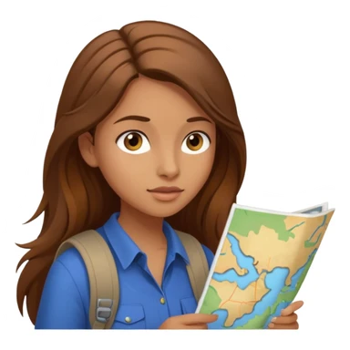 A backpacking woman checking her map with curious eyes. sticker
