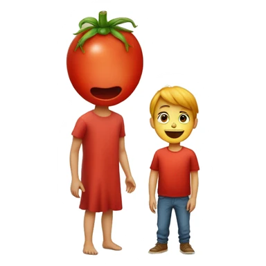 a human tomato whit a child sticker