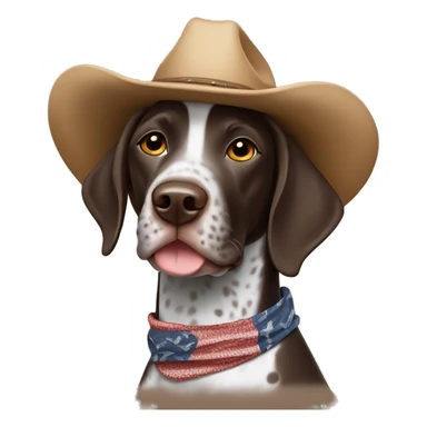 German shorthair pointer wearing Cowboy hat and bandanna around neck sticker