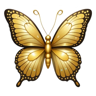 Golden shimmery glitter butterfly emoji sticker