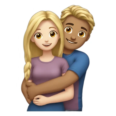 Romantic hug blonde girl and brown hair man sticker