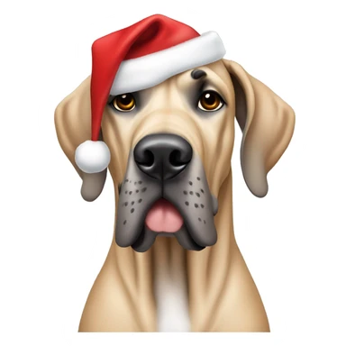 tan great dane with a christmas hat sticker