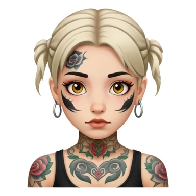 girl with face tattoos, neutral expression sticker