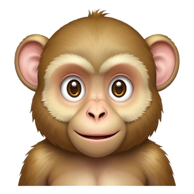 Cinematic Cute Macaque Portrait Emoji, Head tilted playfully and inquisitively, with a charmingly mischievous face accented by soft, fuzzy fur and round, sparkling eyes filled with curiosity, Simplified yet irresistibly adorable features, highly detailed, glowing with a warm, friendly glow, high shine, affectionate and lively, stylized with a touch of primate whimsy, bright and endearing, soft glowing outline, capturing the essence of a playful macaque that seems as if it could jump out of the screen into your arms! sticker