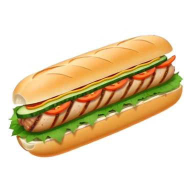 make it cute, chibitraditional banh mi with char grilled pork


    Very crusty baguette

    Mayo 

    Pickled carrot 

    Cucumber, coriander/cilantro, green onion, chilli 
 sticker