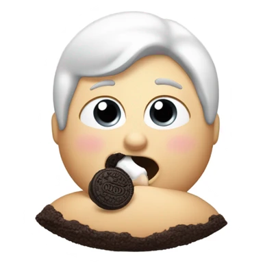 A fat person eating an Oreo sticker