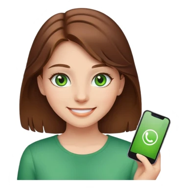 Girl with brown hair and green eyes smiling sticker