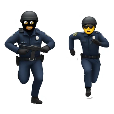 Police officer chasing man in a ski mask sticker