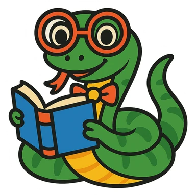Add a colorful bow tie to the cute snake with big glasses, keep the background transparent. sticker
