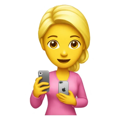 yellow woman wearing pink holding iphone sticker
